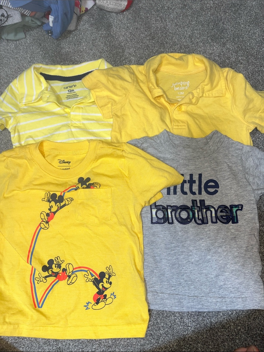 12M Various Shirts-Disney, Jumping Bean, Carters, and Child of Mine